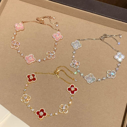 [Clover Jewelry]CLOVER 5 MOTIF PINK BLUE RED WHITE BRACELET