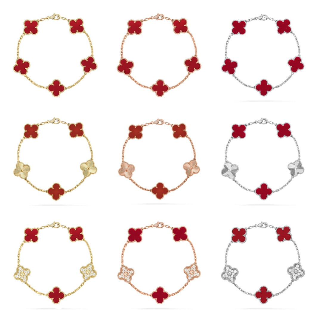 [Clover Jewelry] CLOVER 5 MOTIF RED CORNELIAN BRACELET COLLECTION