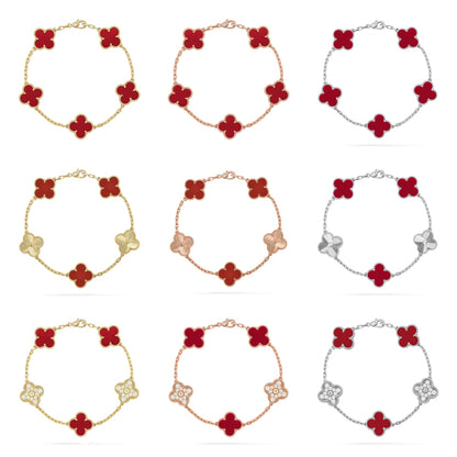 [Clover Jewelry] CLOVER 5 MOTIF RED CORNELIAN BRACELET COLLECTION