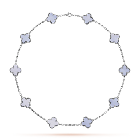 [CLOVER JEWELRY]CLOVER 10 MOTIFS BLUE CHALCEDONY NECKLACE