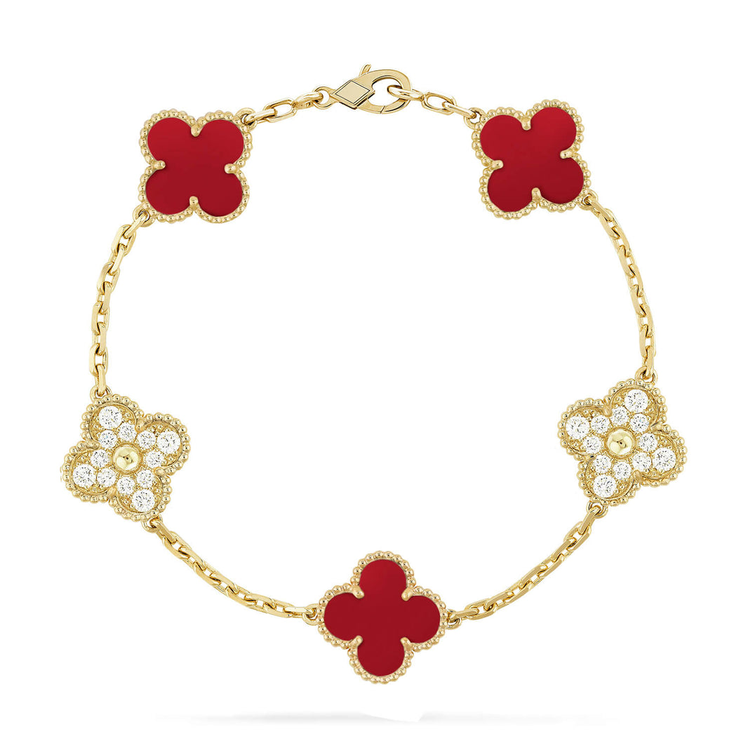 [CLOVER JEWELRY] CLOVER 5 MOTIF RED CORNELIAN BRACELET COLLECTION