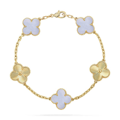 [Clover Jewelry] CLOVER 5 MOTIF PURPLE CHALCEDONY BRACELET COLLECTION