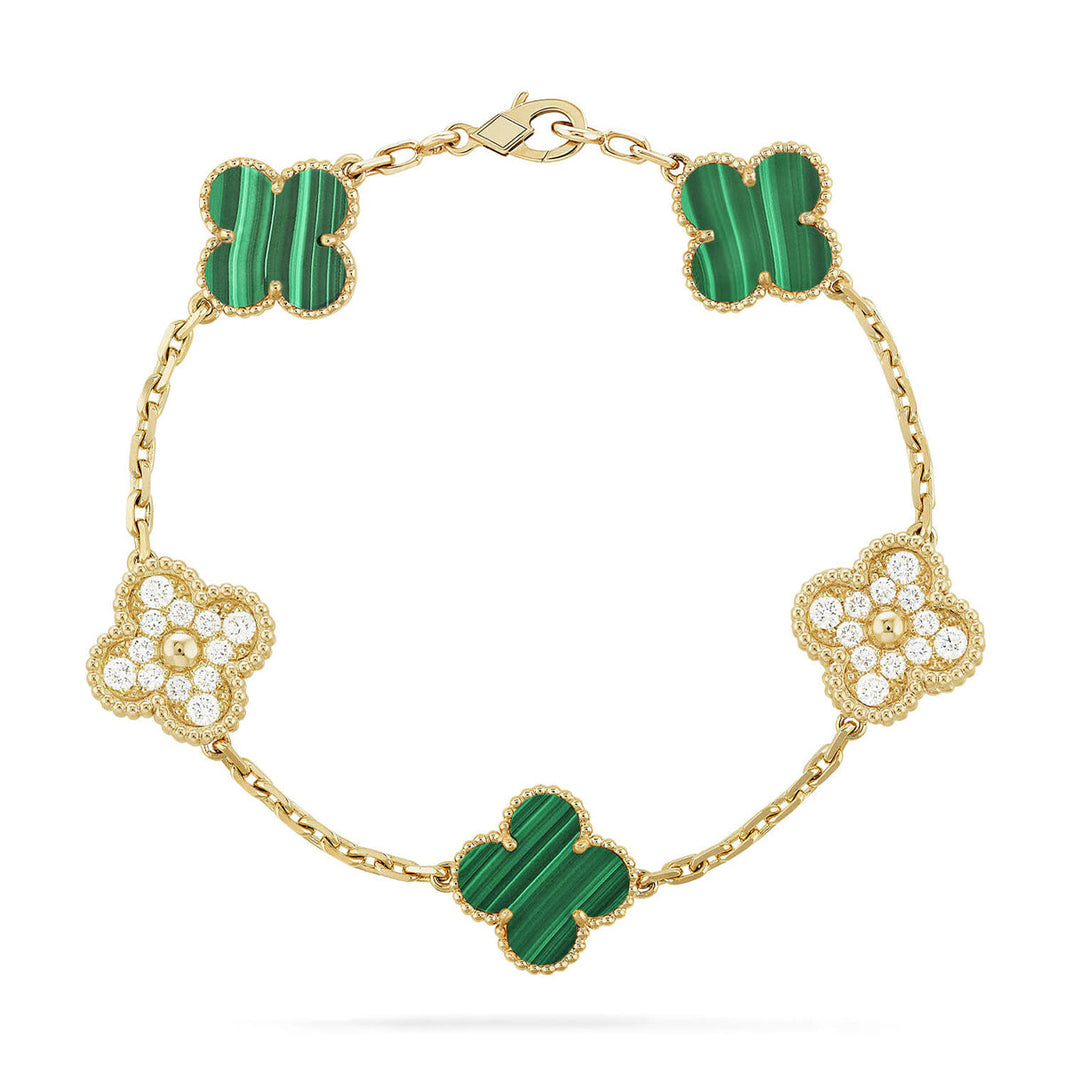 [CLOVER JEWELRY] CLOVER 5 MOTIF MALACHITE BRACELET COLLECTION