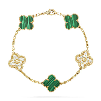 [CLOVER JEWELRY] CLOVER 5 MOTIF MALACHITE BRACELET COLLECTION