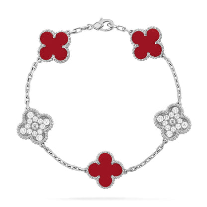 [CLOVER JEWELRY] CLOVER 5 MOTIF RED CORNELIAN BRACELET COLLECTION