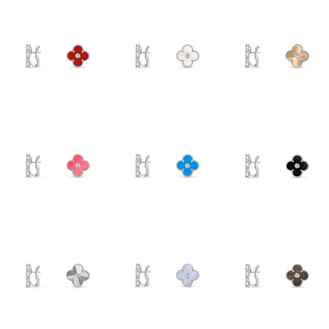 [CLOVER JEWELRY]CLOVER SILVER 15MM MOP DIAMOND EARRINGS COLLECTION