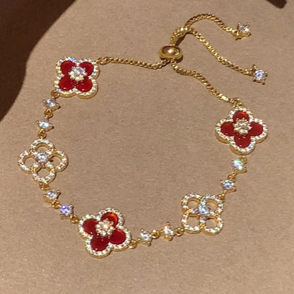 [Clover Jewelry]CLOVER 5 MOTIF PINK BLUE RED WHITE BRACELET