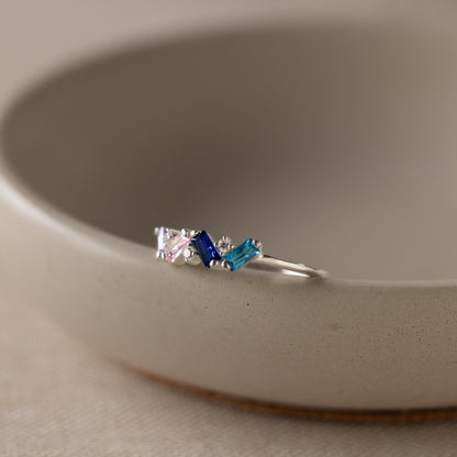 Cluster Baguette Birthstone Ring