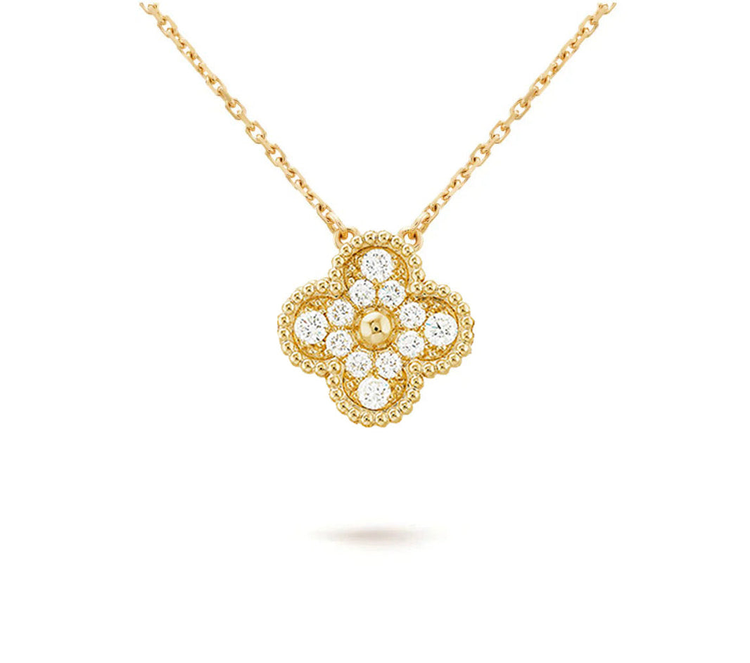 [CLOVER JEWELRY]CLOVER 15MM DIAMOND SINGLE FLOWER NECKLACE COLLECTION