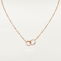 [Clover Jewelry]LOVE DOUBLE RING HALF DIAMOND NECKLACE