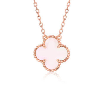 [Clover Jewelry]CLOVER 15MM PINK MOTHER-OF-PEARL SINGLE FLOWER NECKLACE