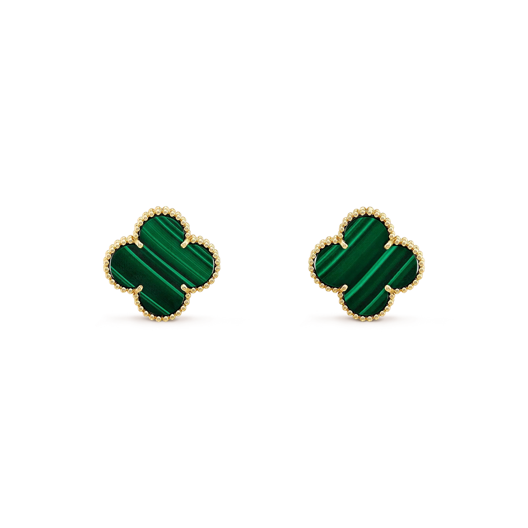 [Clover Jewelry]CLOVER MINI 9.5MM MALACHITE  EARRINGS