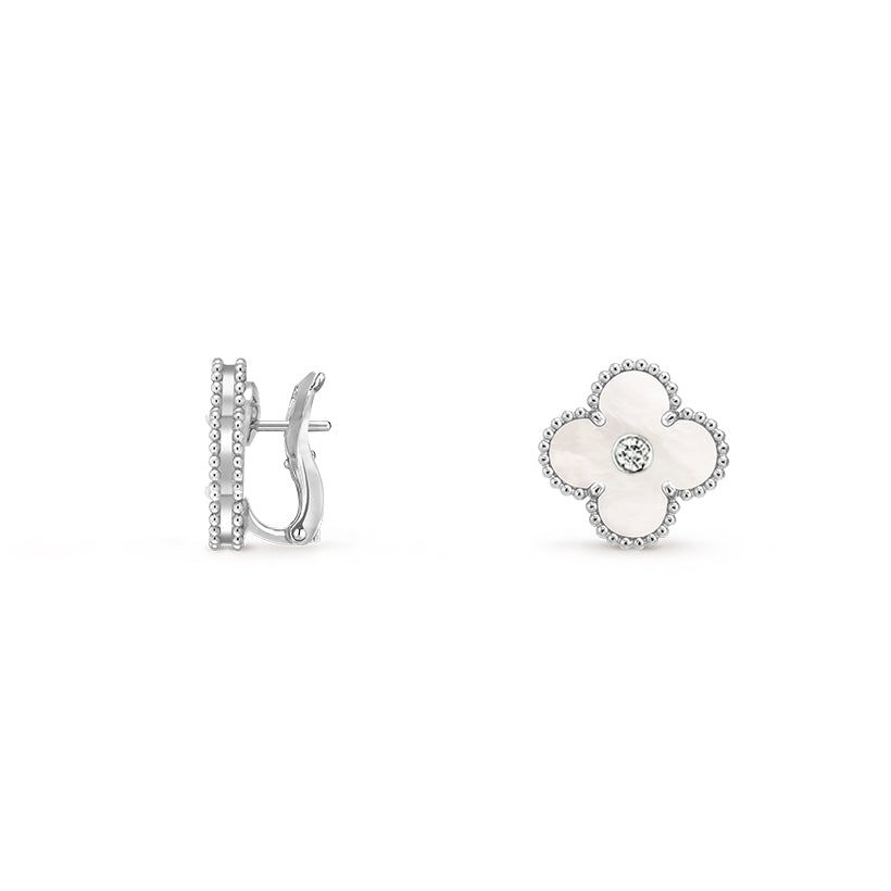 [CLOVER JEWELRY]CLOVER SILVER 15MM MOP DIAMOND EARRINGS COLLECTION