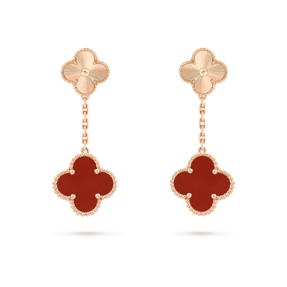 [CLOVER JEWELRY]CLOVER 2 MOTIF  LASER CARNELIAN EARRINGS