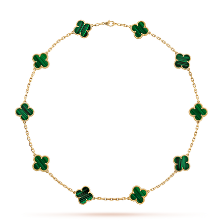 [CLOVER JEWELRY]CLOVER 10 MOTIFS MALACHITE NECKLACE