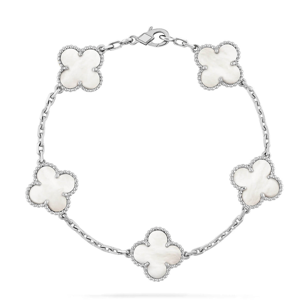 [CLOVER JEWELRY]CLOVER WHITE PEARL MOP 5 MOTIF BRACELET COLLECTION