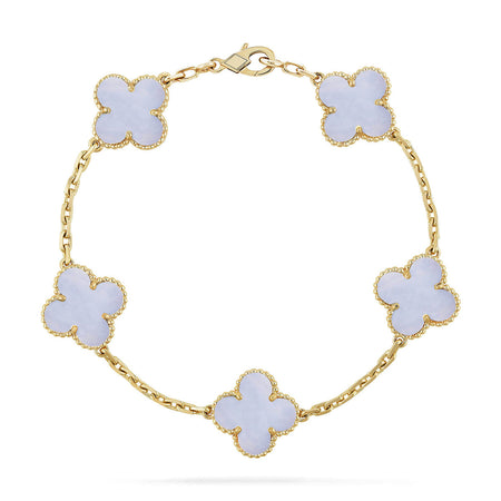 [Clover Jewelry] CLOVER 5 MOTIF PURPLE CHALCEDONY BRACELET COLLECTION