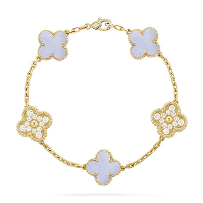 [Clover Jewelry] CLOVER 5 MOTIF PURPLE CHALCEDONY BRACELET COLLECTION