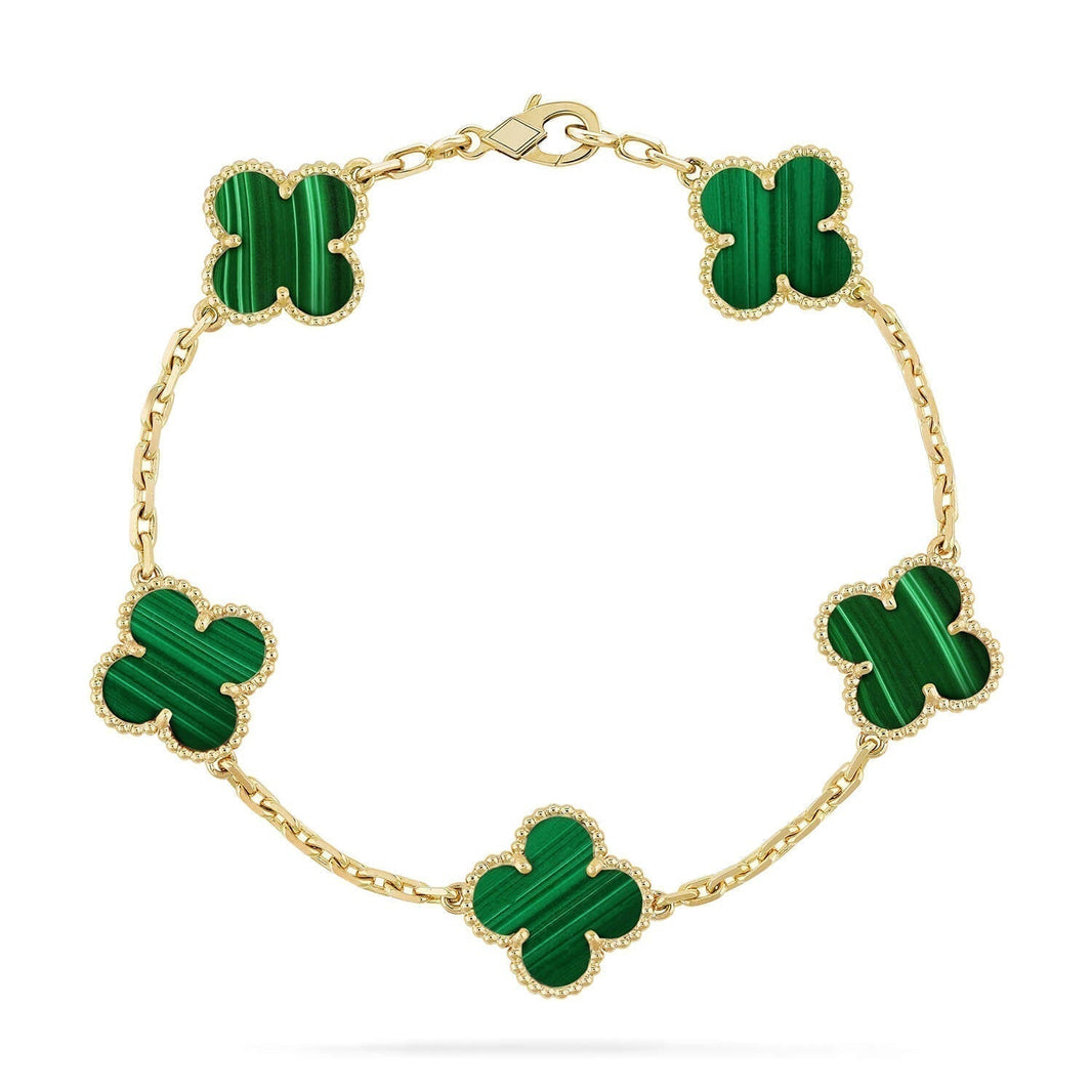 [CLOVER JEWELRY]CLOVER 5 MOTIFS MALACHITE BRACELET