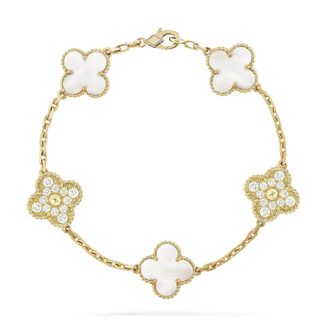 [CLOVER JEWELRY]CLOVER BRACELET 5 MOTIF WHITE MOP DIAMOND