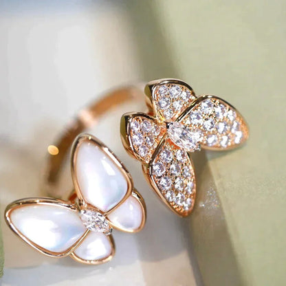 [Clover Jewelry]TWIN BUTTERFLY DIAMOND MOP RING