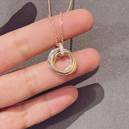 [Clover Jewelry]TRINITY NECKLACE GOLD  DIAMONDS