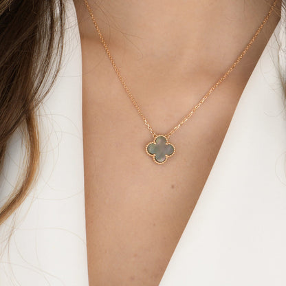 [Clover Jewelry]CLOVER 15MM  GRAY MOTHER OF PEARL NECKLACE