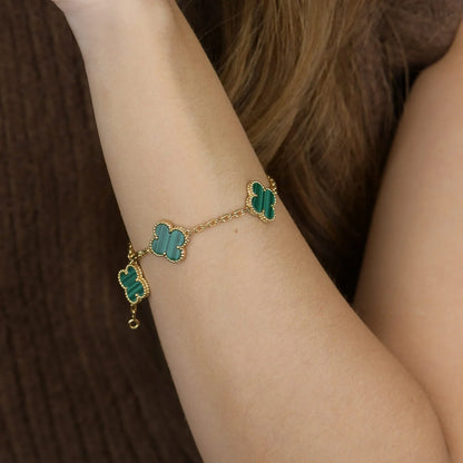 [CLOVER JEWELRY] CLOVER 5 MOTIF MALACHITE BRACELET COLLECTION
