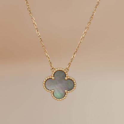 [Clover Jewelry]CLOVER 15MM  GRAY MOTHER OF PEARL NECKLACE