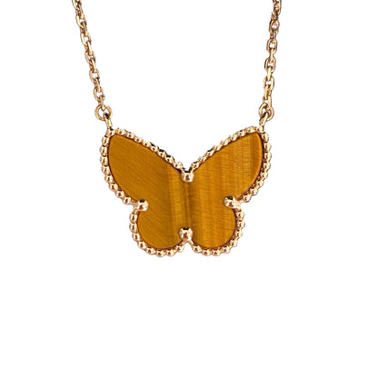 [CLOVER JEWELRY] TIGER__ EYE BUTTERFLY NECKLACE