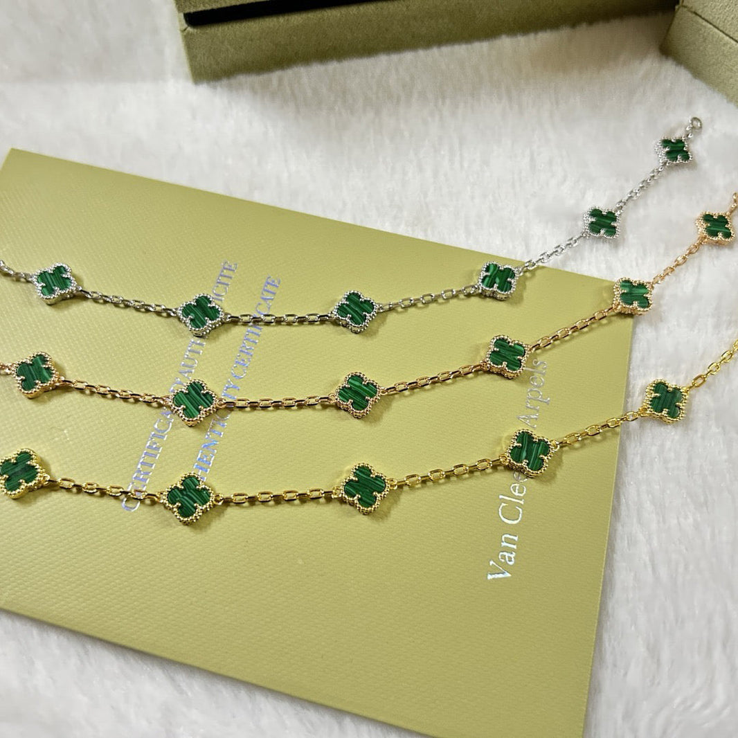 [CLOVER JEWELRY]CLOVER 6 MOTIF MALACHITE BRACELET