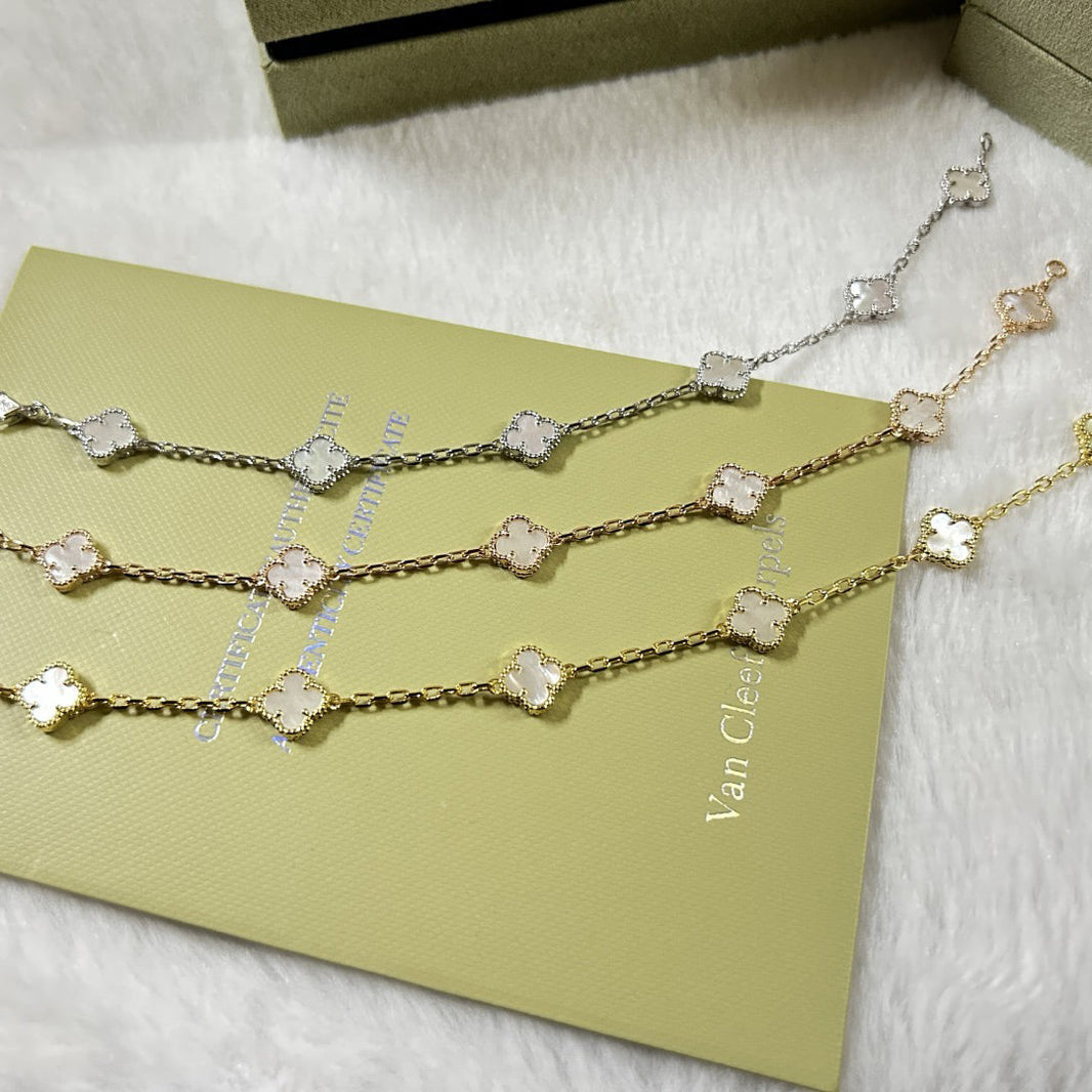 [CLOVER JEWELRY]CLOVER 6 MOTIF WHITE MOP BRACELET