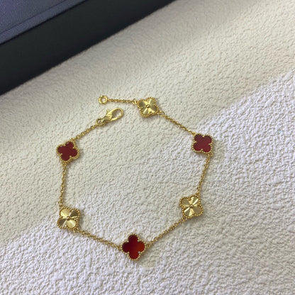 [Clover Jewelry]CLOVER 6 MOTIF RED AGATE LASER BRACELET