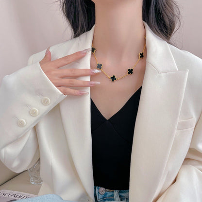 [CLOVER JEWELRY]CLOVER 10 MOTIFS ONYX NECKLACE