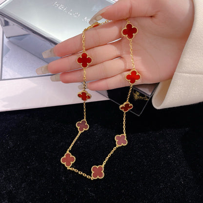 [CLOVER JEWELRY]CLOVER 10 MOTIFS CARNELIAN NECKLACE