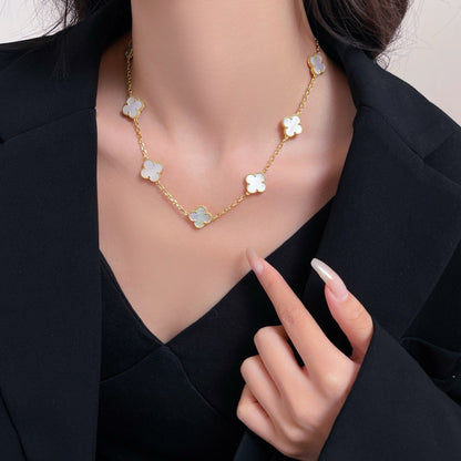 [CLOVER JEWELRY]CLOVER 10 MOTIFS WHITE MOTHER OF PEARL NECKLACE