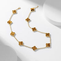 [CLOVER JEWELRY]CLOVER 10 MOTIFS TIGER EYE NECKLACE