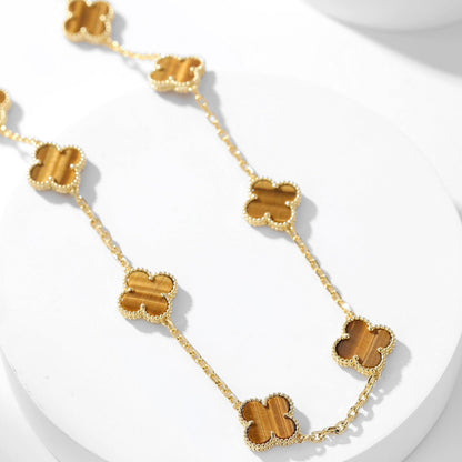 [CLOVER JEWELRY]CLOVER 10 MOTIFS TIGER EYE NECKLACE