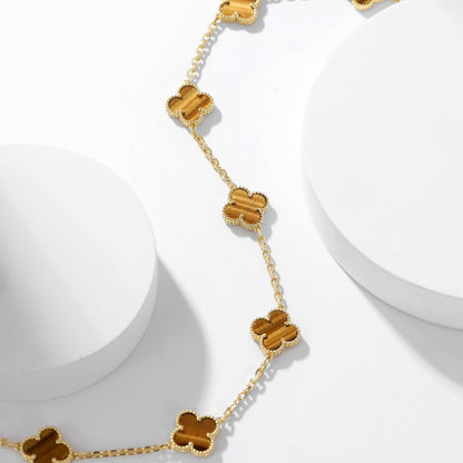 [CLOVER JEWELRY]CLOVER 10 MOTIFS TIGER EYE NECKLACE