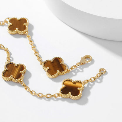 [CLOVER JEWELRY]CLOVER 10 MOTIFS TIGER EYE NECKLACE