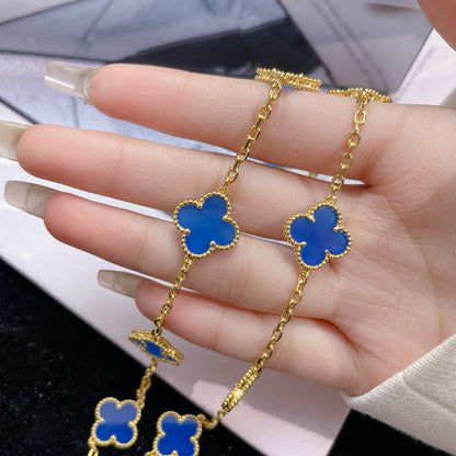 [CLOVER JEWELRY]CLOVER 10 MOTIFS BLUE AGATE NECKLACE