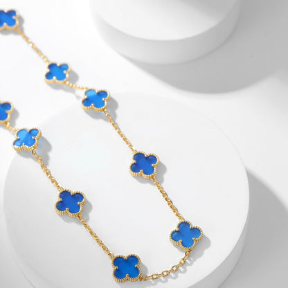 [CLOVER JEWELRY]CLOVER 10 MOTIFS BLUE AGATE NECKLACE