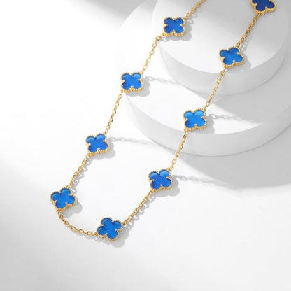 [CLOVER JEWELRY]CLOVER 10 MOTIFS BLUE AGATE NECKLACE