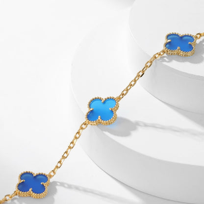 [CLOVER JEWELRY]CLOVER 10 MOTIFS BLUE AGATE NECKLACE