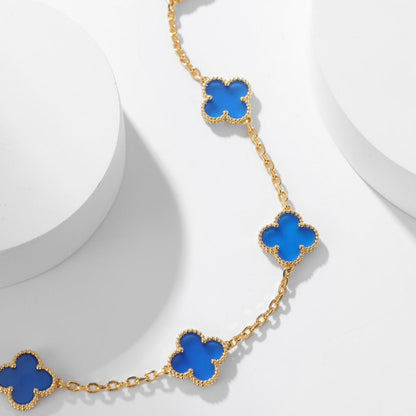 [CLOVER JEWELRY]CLOVER 10 MOTIFS BLUE AGATE NECKLACE