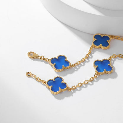 [CLOVER JEWELRY]CLOVER 10 MOTIFS BLUE AGATE NECKLACE