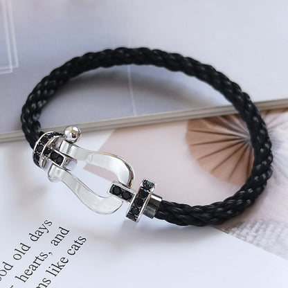 [Clover Jewelry]FORCE LARGE HORSESHOE BLACK DIAMOND BRACELET SILVER