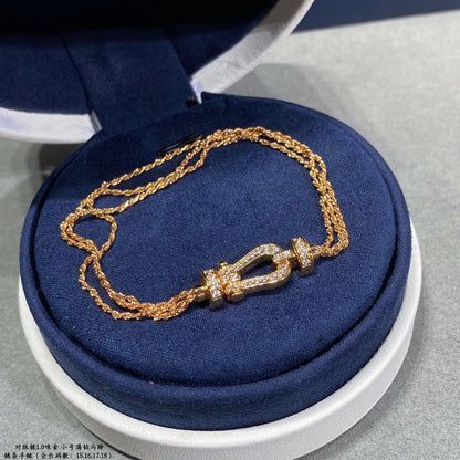 [Clover Jewelry]FORCE SMALL HORSESHOE  DIAMOND CHAIN ROPE BRACELET