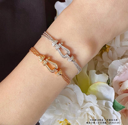 [Clover Jewelry]FORCE SMALL HORSESHOE  DIAMOND CHAIN ROPE BRACELET