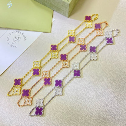 [CLOVER JEWELRY]CLOVER 10 MOTIFS  PURPLE VIOLET DIAMOND NECKLACE